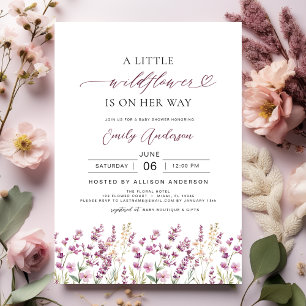 En liten Wildblomma Lila Lilac Baby Shower Inbjudningar