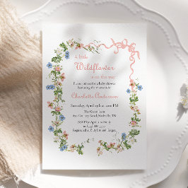 En liten Wildblomma Rosa Bow Flicka Baby Shower Inbjudningar
