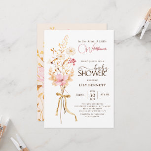 En liten Wildblomma Rustic Boho Nature Baby Shower Inbjudningar