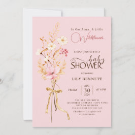 En liten Wildblomma Rustic Boho Nature Baby Shower Inbjudningar