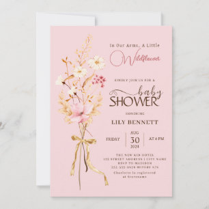 En liten Wildblomma Rustic Boho Nature Baby Shower Inbjudningar