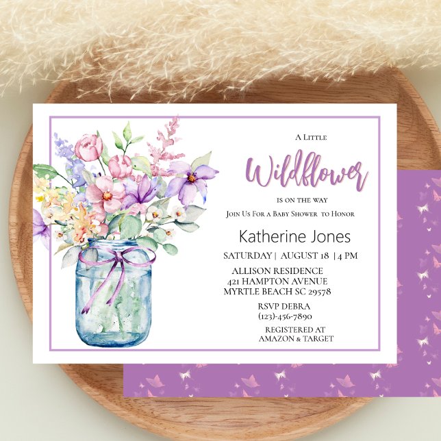 En liten WildblomMason Burk Girl Baby Shower Inbjudningar (Skapare uppladdad)