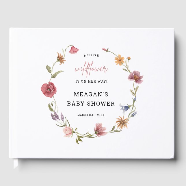 En liten Wildblommflicka Babyskur Guestbook Gästböcker (Framsida)