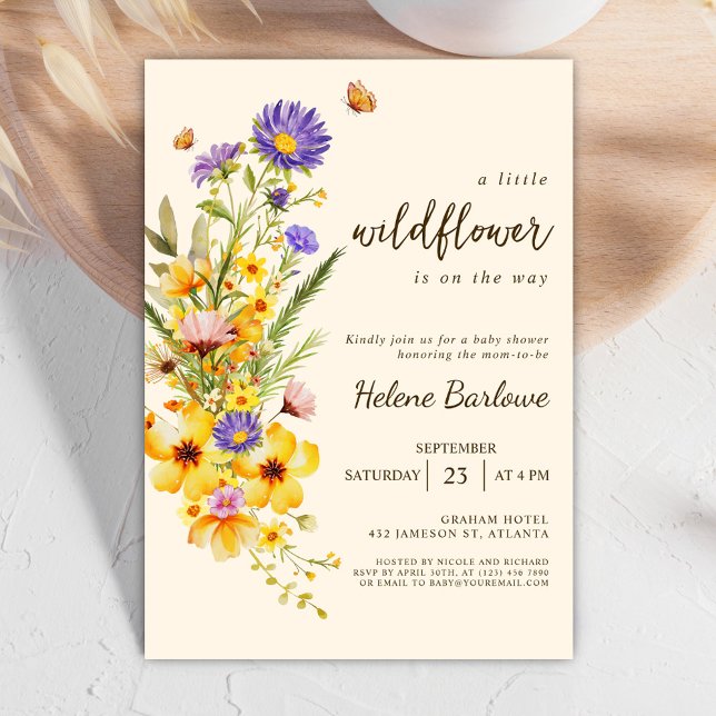 En liten Wildblommor Boho Baby Shower Inbjudningar (A Little Wildflower Boho Baby Shower Invitation)