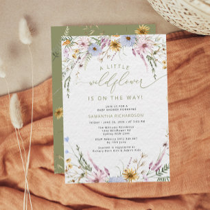 En liten Wildblommor Boho Baby Shower Inbjudningar