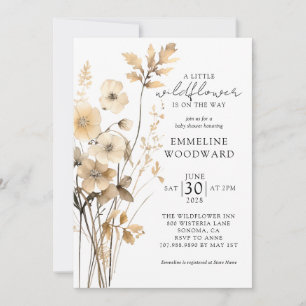 En liten Wildblomskur - Neutral Baby Shower Inbjudningar