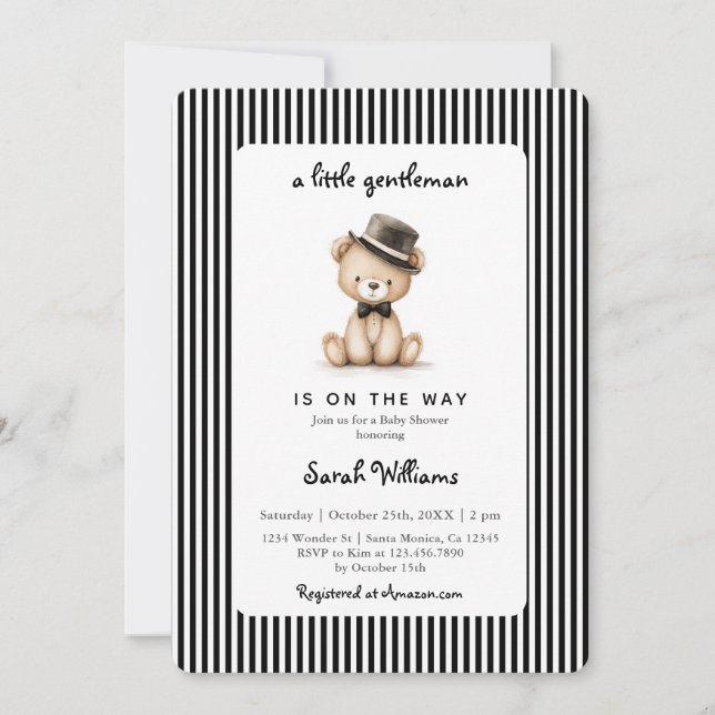 En litet gentleman baby shower pojke inbjudningar (Framsida)