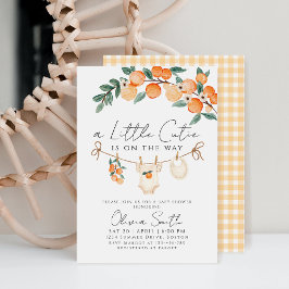 En Little Cutie Orange Gingham Citrus Baby Shower Inbjudningar