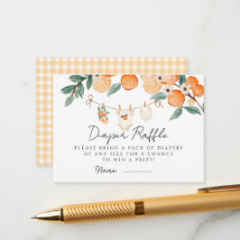 En Little Cutie Orange Gingham Citrus Baby Shower Tilläggskort