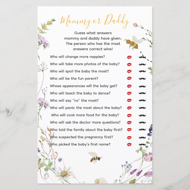 En Little honey Bee Wildblomma Mamma eller pappa (Framsida)