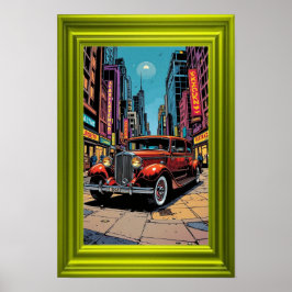 En livfull retroinspirerad konst med en klassisk  poster