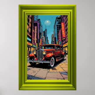 En livfull retroinspirerad konst med en klassisk poster