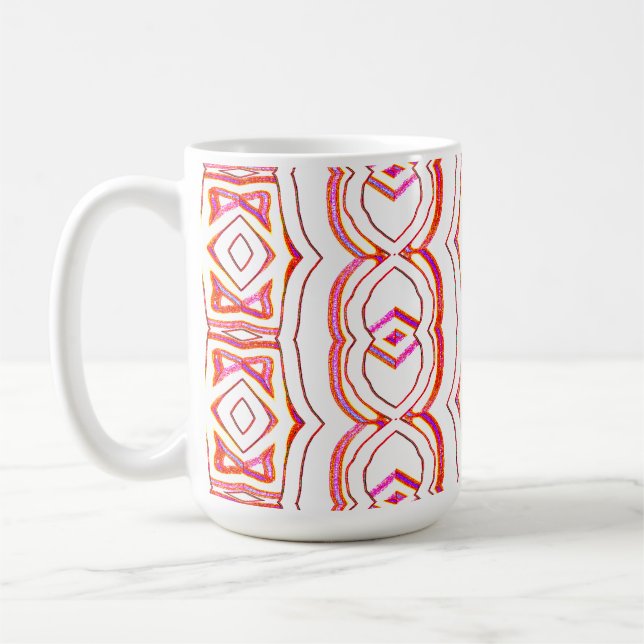En livfull röd och vit sömlös mönsterdesign kaffemugg (Vänster)