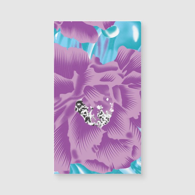 En livfull textildesign med lila och turkos (Framsida)