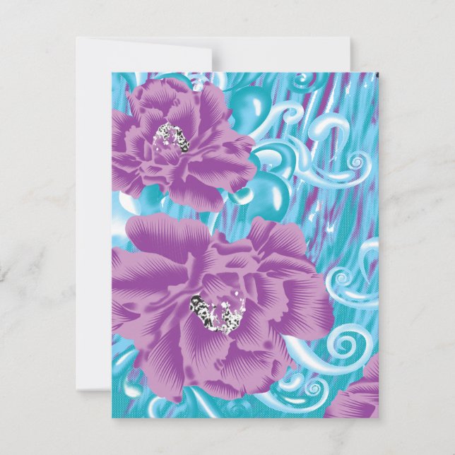 En livfull textildesign med lila och turkos anteckningskort (Framsida)