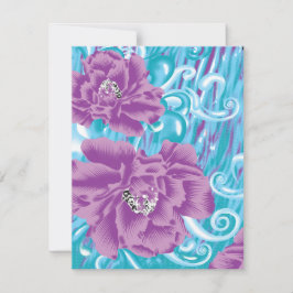 En livfull textildesign med lila och turkos anteckningskort