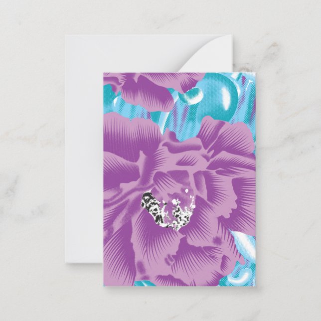 En livfull textildesign med lila och turkos anteckningskort (Framsida)