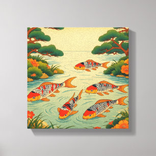 En livfull Ukiyo-e-damm Canvastryck