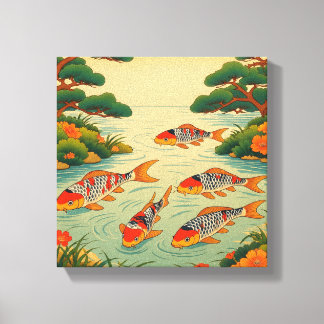 En livfull Ukiyo-e-damm Canvastryck