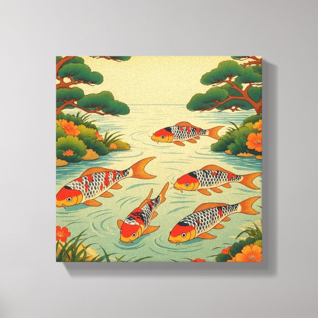 En livfull Ukiyo-e-damm Canvastryck (Framsida)