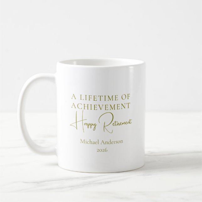 En Livslång Prestation Elegant Present för Pension Kaffemugg (Vänster)