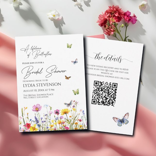 En livslängd för Butterflies QR-Möhippa Inbjudningar (Skapare uppladdad)