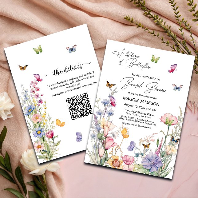 En livslängd för Butterflies QR-Möhippa Inbjudningar (Skapare uppladdad)