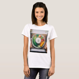 en livsmedelsbricka med en tallrik av grönsaker t shirt