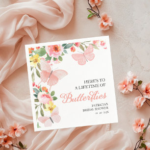 En Livstid av Fjärilar Bröllopsdusch Blommor Pappersservett