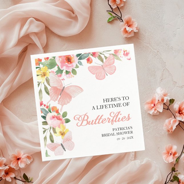 En Livstid av Fjärilar Bröllopsdusch Blommor Pappersservett (Skapare uppladdad)