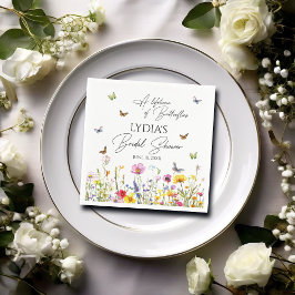 En Livstid av Fjärilar Wildflower Bröllopsdusch Pappersservett
