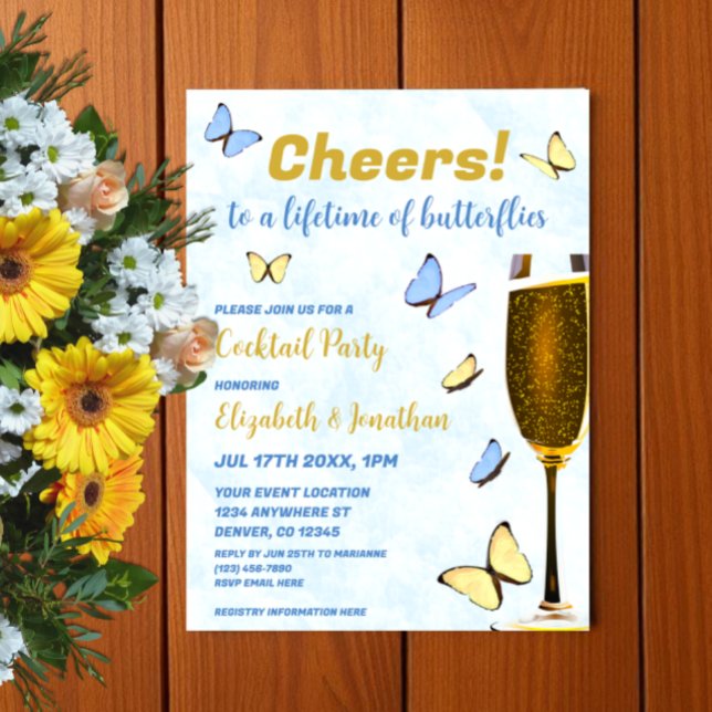 En livstid för Butterflies Bröllop Cocktail Party Inbjudningar (Skapare uppladdad)