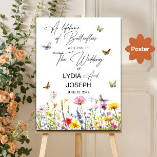 En livstid för Butterflies Wildblommor Bröllop Poster