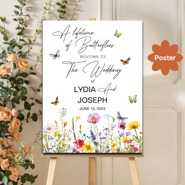 En livstid för Butterflies Wildblommor Bröllop Poster (Skapare uppladdad)