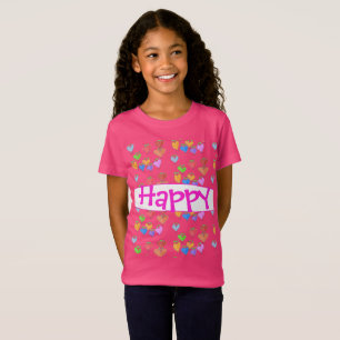 En ljus Rosa Lycklig Heart T-shirt