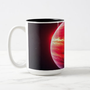En ljusröd planet Två-Tonad mugg