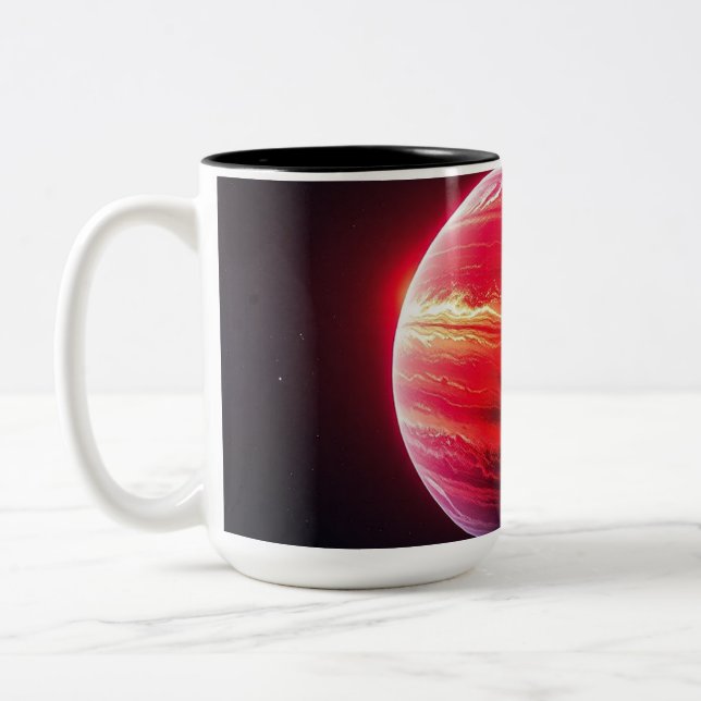 En ljusröd planet Två-Tonad mugg (Vänster)