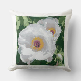 En ljusvit peony på dekorativ kudde. kudde