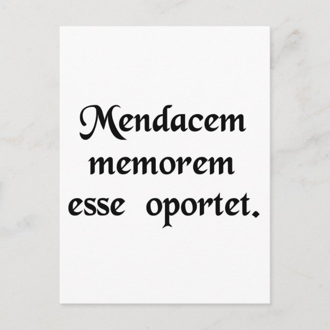 En lögnare behöver ett bra minne. vykort (Framsida)