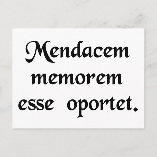 En lögnare behöver ett bra minne. vykort (Framsida)