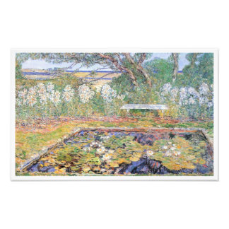 En Long Island-trädgård av Frederick Childe Hassam Fototryck