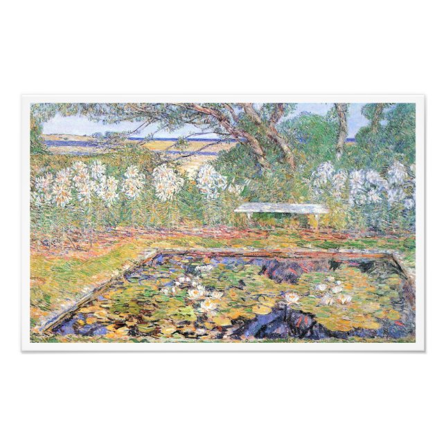 En Long Island-trädgård av Frederick Childe Hassam Fototryck (Framsidan)
