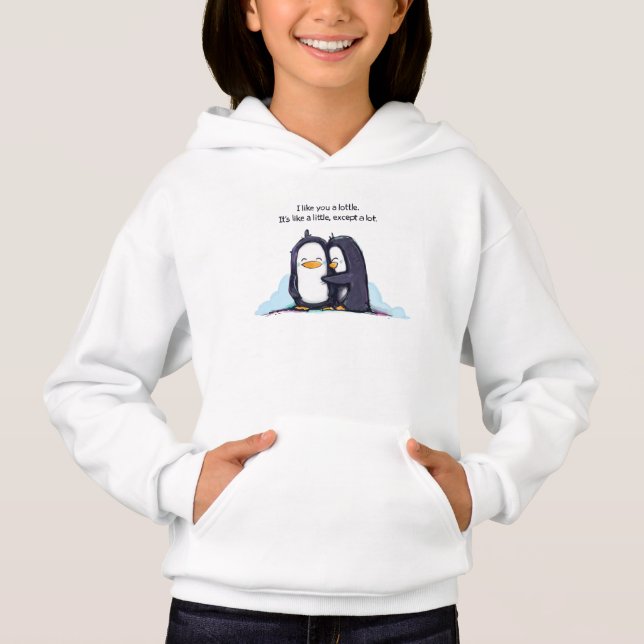 En Lottle pingvin - flicka Hoodie T Shirt (Framsida)