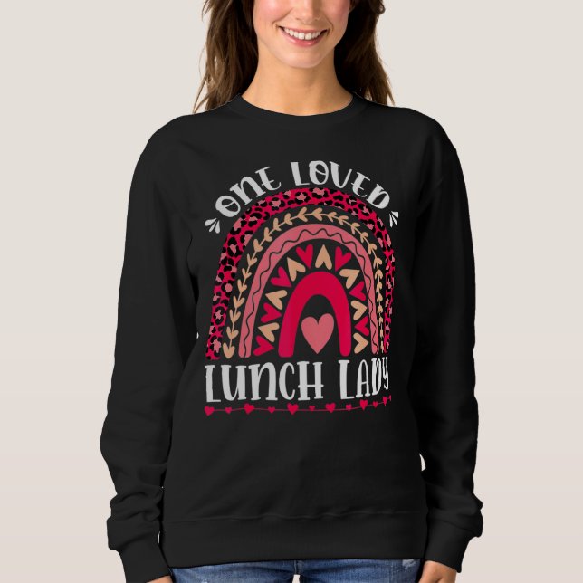 En Loved Lunch Dam Leopard Rainbow Cute Valentin T Shirt (Framsida)