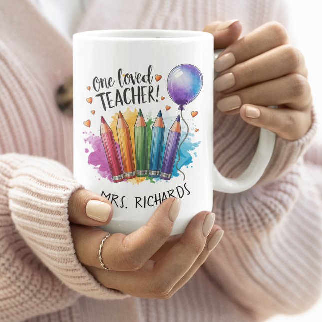 En Loved Teacher Personlig Tack Gift Kaffemugg (One Loved Teacher Personalised Thank You Gift Coffee Mug)