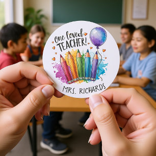 En Loved Teacher Personlig Tack Gift Runt Klistermärke