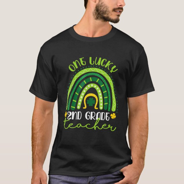 En Lucky 2Nd Klass-lärare Rainbow St Patrick'S T Shirt (Framsida)