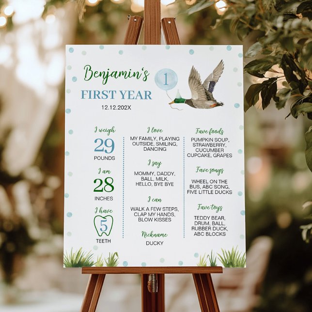 En Lucky Anka Boy First Year Milestone Poster (Skapare uppladdad)