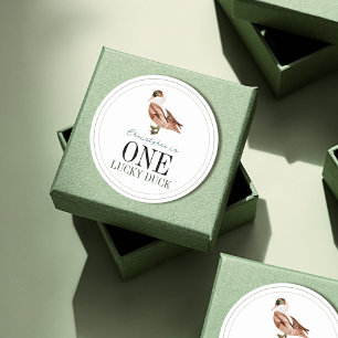 En Lucky Anka Classic Boy 1:a födelsedagen Runt Klistermärke