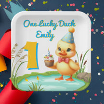 En Lucky Anka Girl 1:a födelsedagen Party Papper P